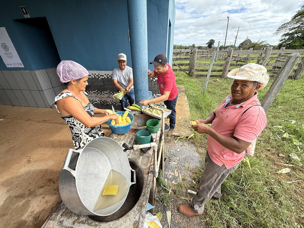 Familia de trabajadores agrícolas en Brasil.